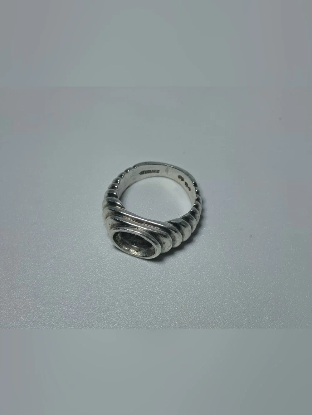 925 Sterling Silver Ribbed Ring Setting - No Stone